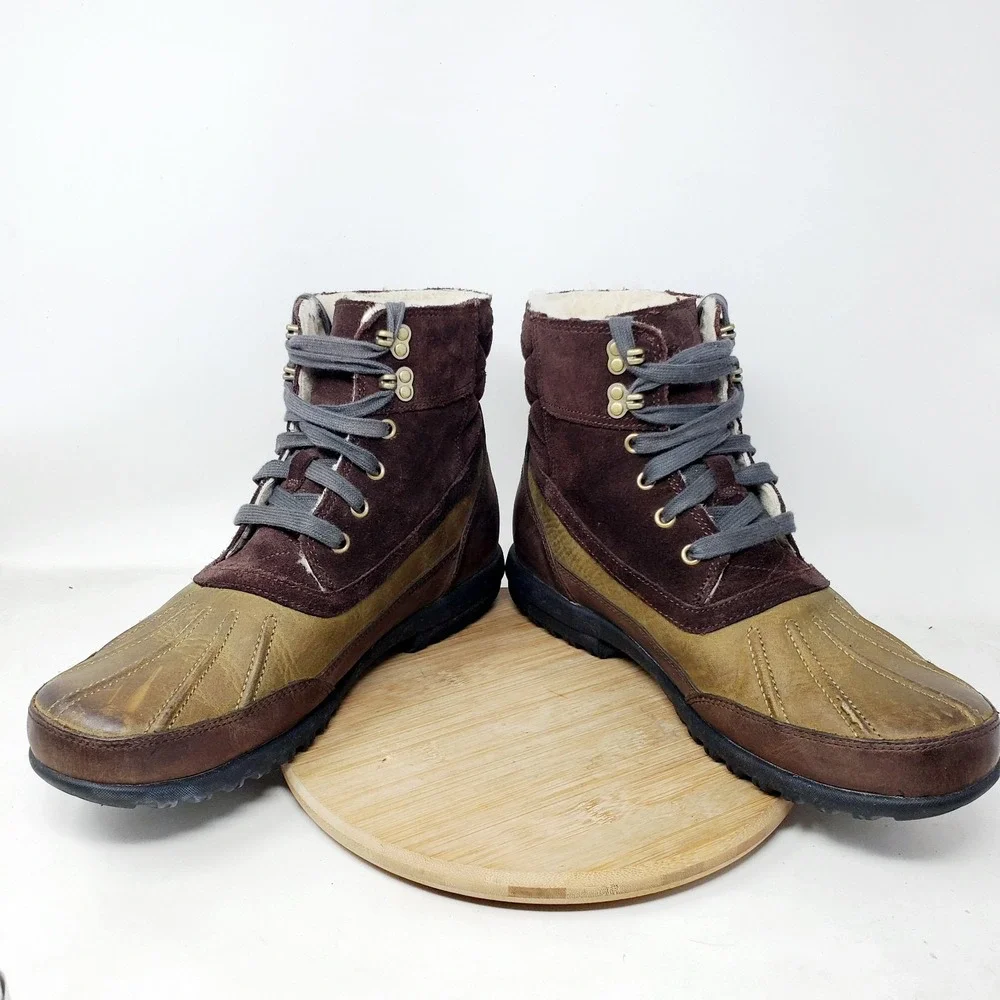 Cole Haan Air Rhone Duck Boot Mens 9.5 Brown Leather Hiker Waterproof Rain Shoes
